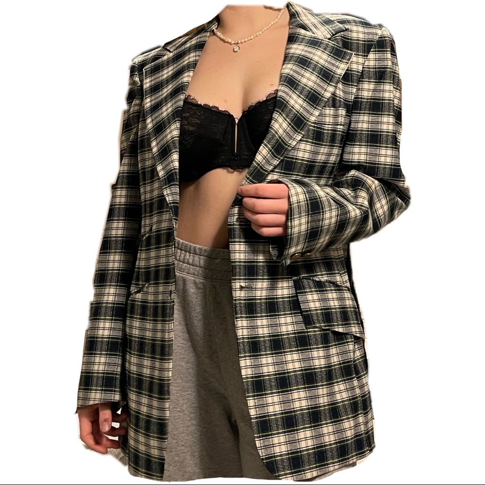 Green/black/yellow/white Oversize Blazer